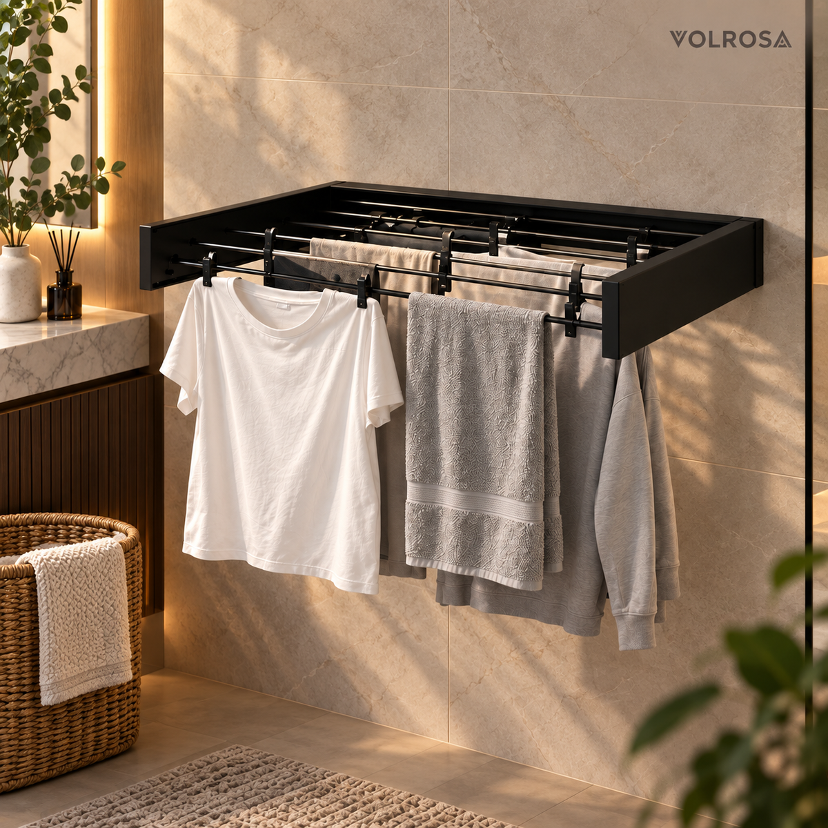 Volrosa DryFold™ | Katlanabilir Duvar Tipi Çamaşır Kurutmalık 100 CM