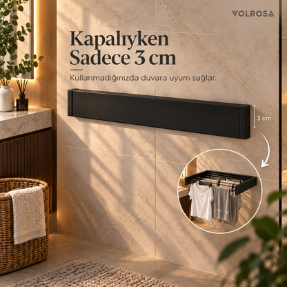 Volrosa DryFold™ | Katlanabilir Duvar Tipi Çamaşır Kurutmalık 100 CM
